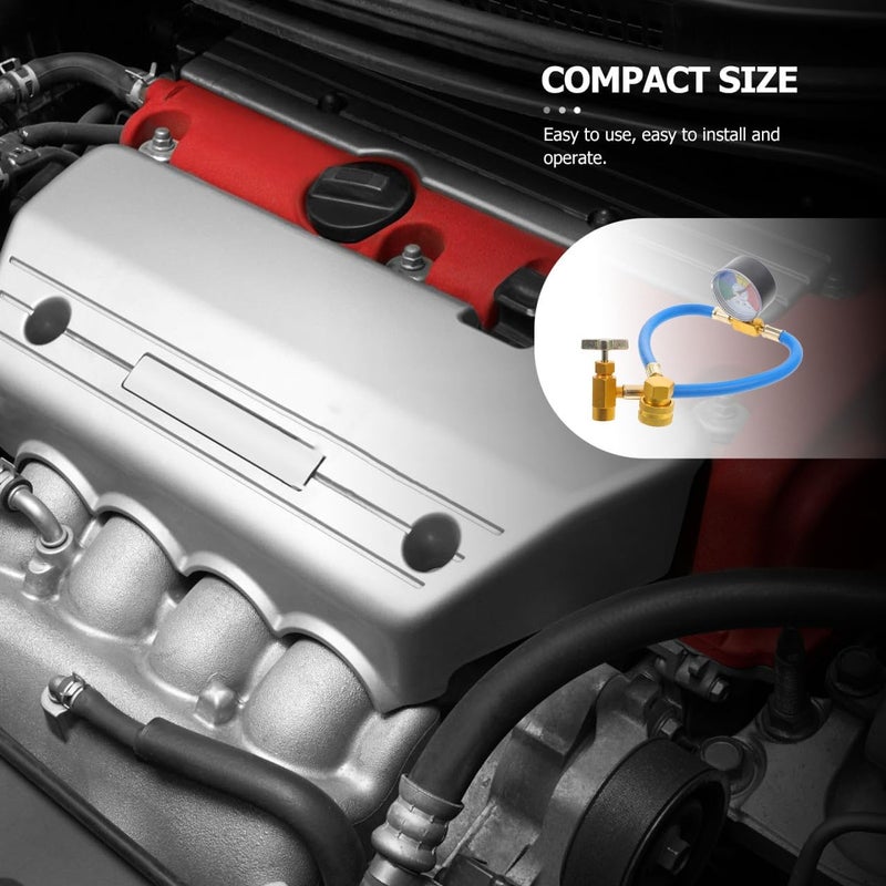 VICASKY طقم شحن تكييف الهواء للسيارة خرطوم شحن الغاز طقم خرطوم شحن خرطوم شحن مع مقياس A/C 1/2 سيارة - Image 5